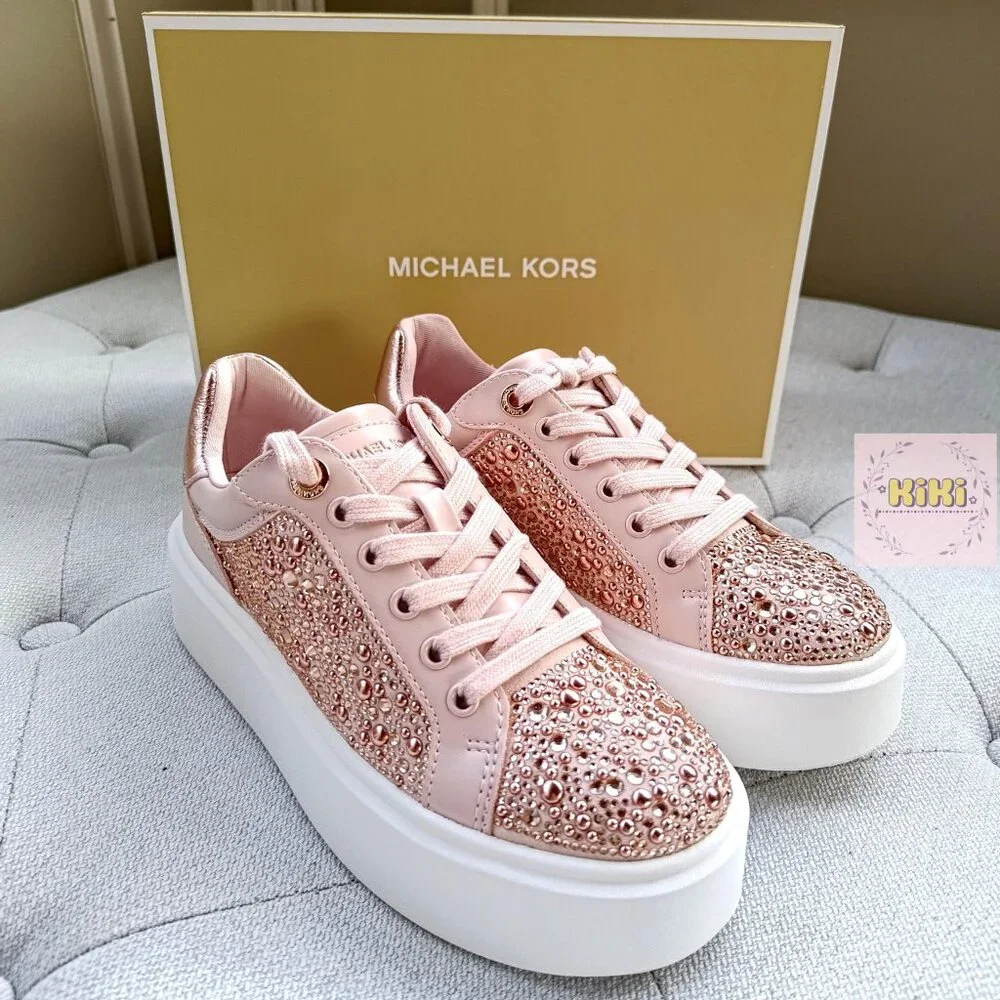 Michael Kors Romey Embellished Platform Sneaker Pink 49F5RMFS1S